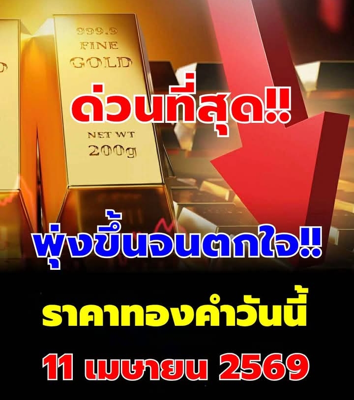 พุ่งขึ้นจนตกใจ!! ราคาทองคำวันนี้ 11 เมษายน 2569…ดูเพิ่มเติม…