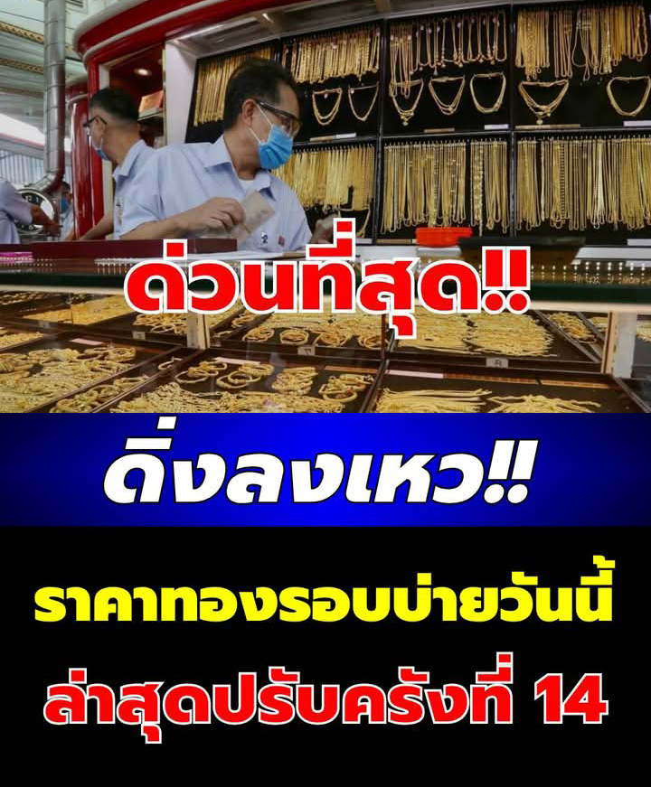 ดิ่งลงเหว! ราคาทองรอบบ่ายวันนี้ (1 พ.ค. 69) ประกาศครั้งที่ 14